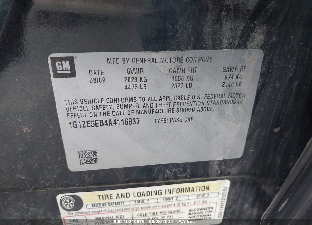 2010 CHEVROLET MALIBU LTZ VIN: 1G1ZE5EB4A4116837