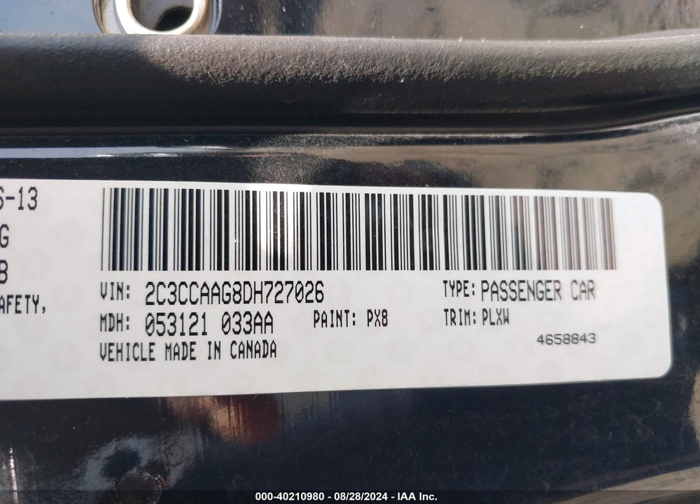 2013 CHRYSLER 300 MOTOWN VIN: 2C3CCAAG8DH727026