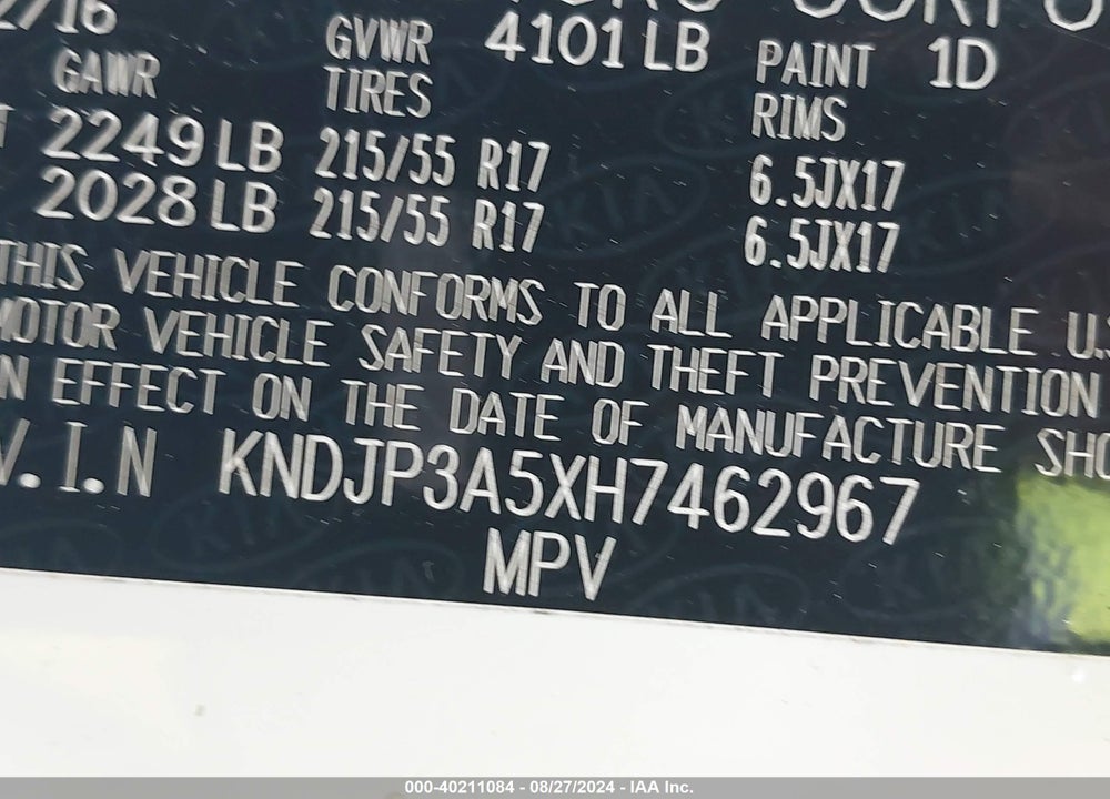 2017 KIA SOUL VIN: KNDJP3A5XH7462967