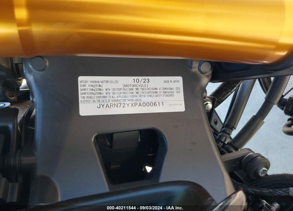 2023 YAMAHA MT09 DC VIN: JYARN72YXPA000611