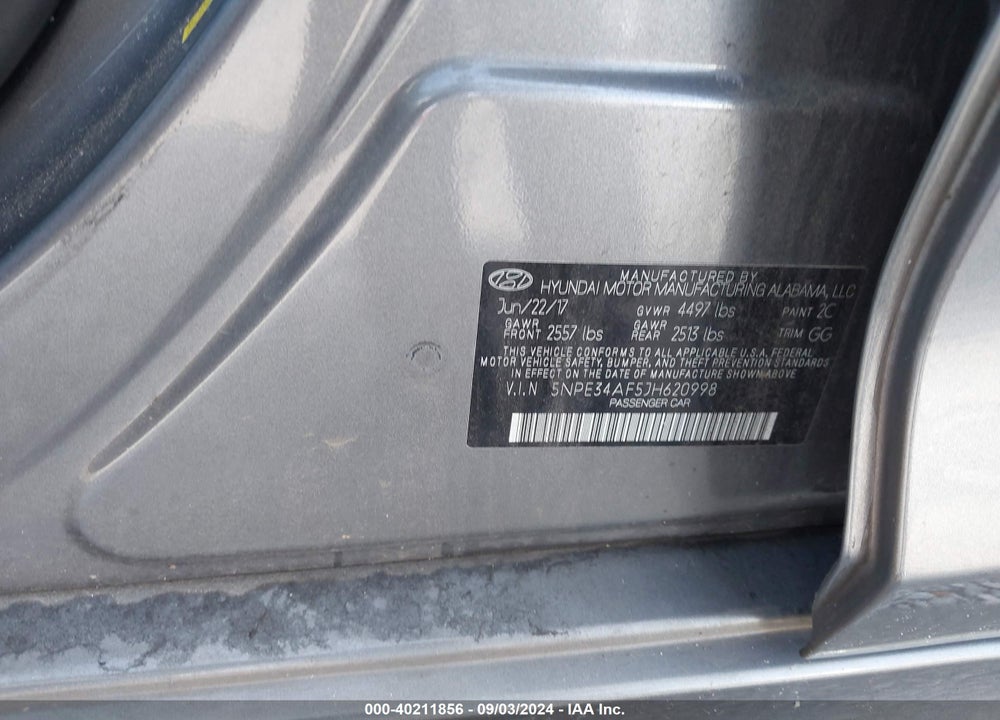 2018 HYUNDAI SONATA SEL VIN: 5NPE34AF5JH620998