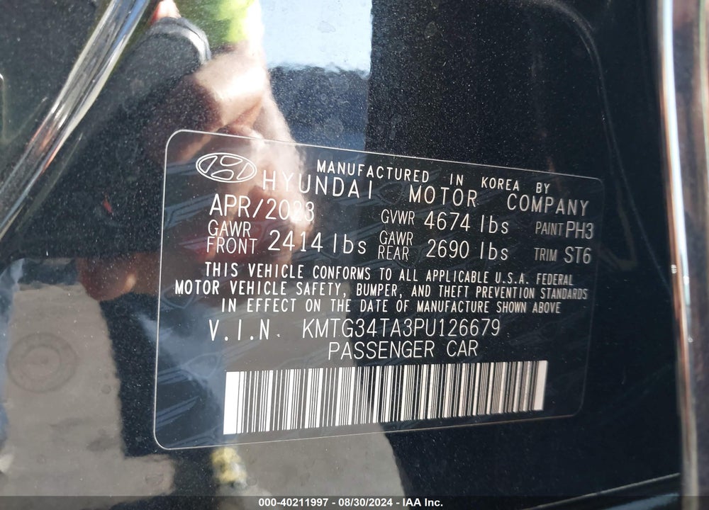 2023 GENESIS G70 2.0T RWD VIN: KMTG34TA3PU126679