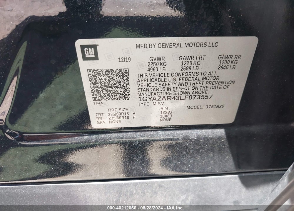 2020 CADILLAC XT4 FWD LUXURY VIN: 1GYAZAR43LF073557