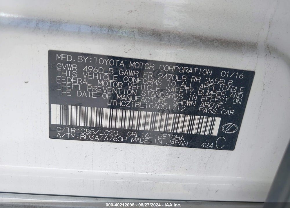 2016 LEXUS GS 350 VIN: JTHCZ1BL1GA001712