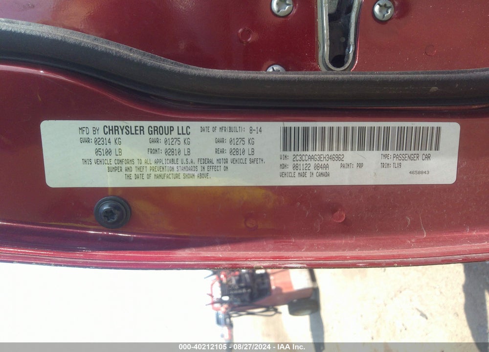 2014 CHRYSLER 300 VIN: 2C3CCAAG3EH346962