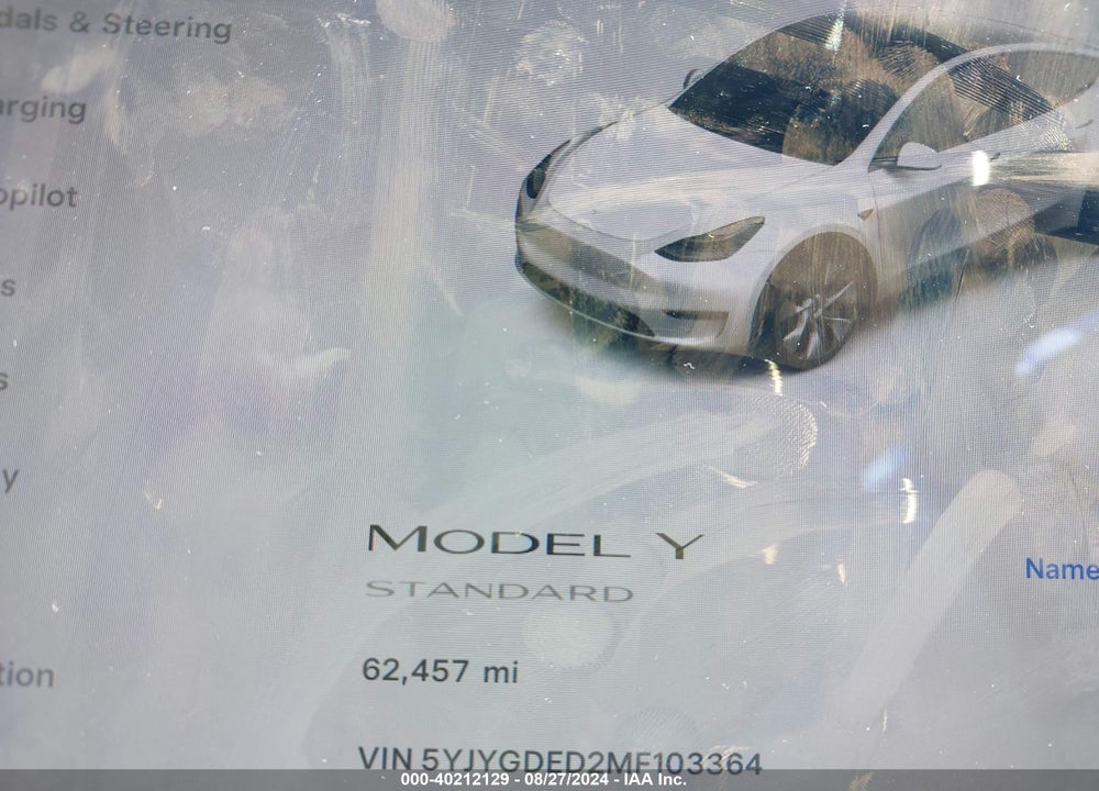 2021 TESLA MODEL Y STANDARD RANGE REAR-WHEEL DRIVE VIN: 5YJYGDED2MF103364