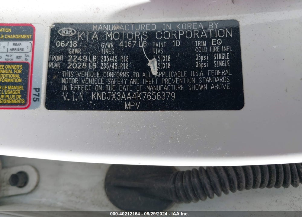 2019 KIA SOUL VIN: KNDJX3AA4K7656379