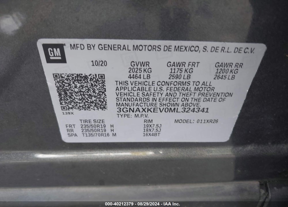 2021 CHEVROLET EQUINOX FWD LT VIN: 3GNAXKEV0ML324341