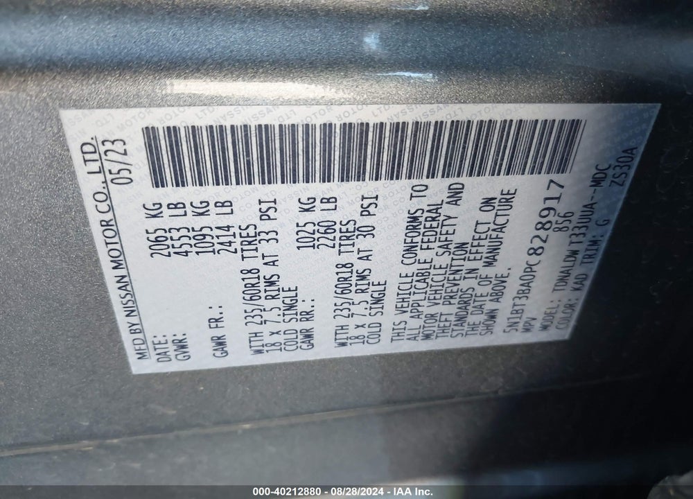 2023 NISSAN ROGUE VIN: 5N1BT3BA0PC828917