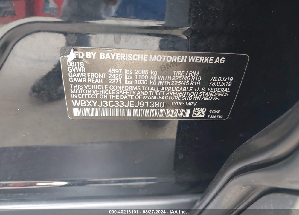 2018 BMW X2 SDRIVE28I VIN: WBXYJ3C33JEJ91380