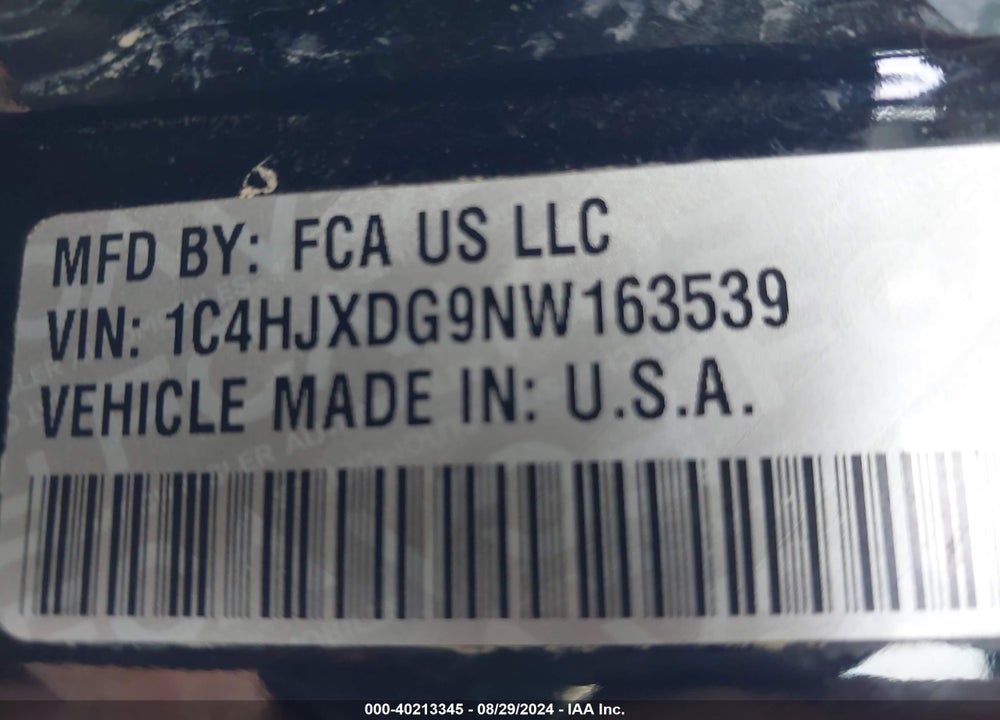 2022 JEEP WRANGLER UNLIMITED SPORT ALTITUDE 4X4 VIN: 1C4HJXDG9NW163539