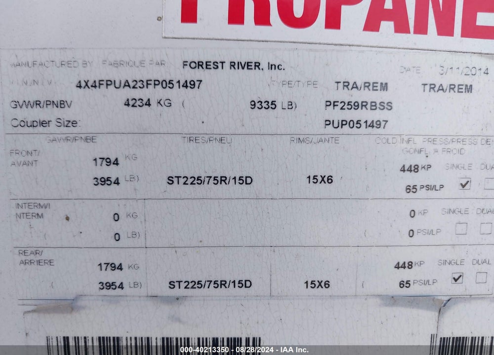 2015 PUMA --- VIN: 4X4FPUA23FP051497