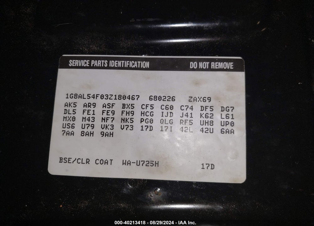 2003 SATURN ION 3 VIN: 1G8AL54F03Z180467