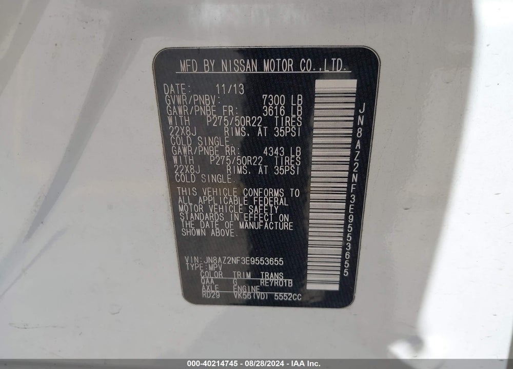 2014 INFINITI QX80 VIN: JN8AZ2NF3E9553655