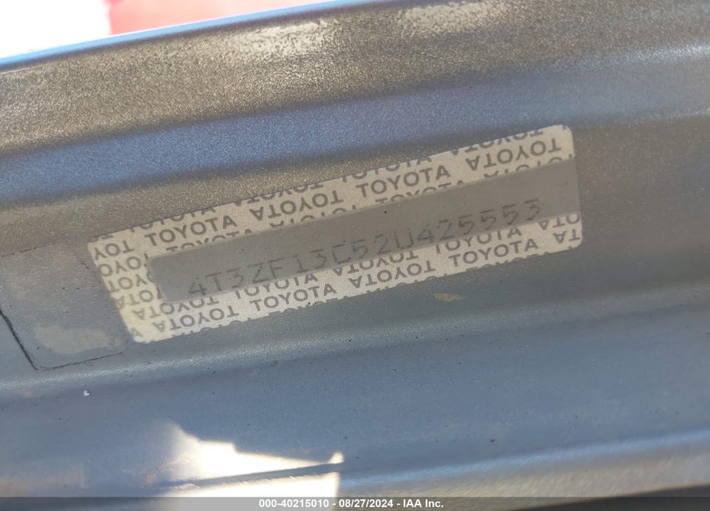 2002 TOYOTA SIENNA XLE VIN: 4T3ZF13C52U425553
