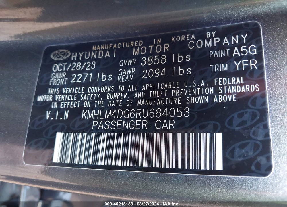 2024 HYUNDAI ELANTRA SEL VIN: KMHLM4DG6RU684053