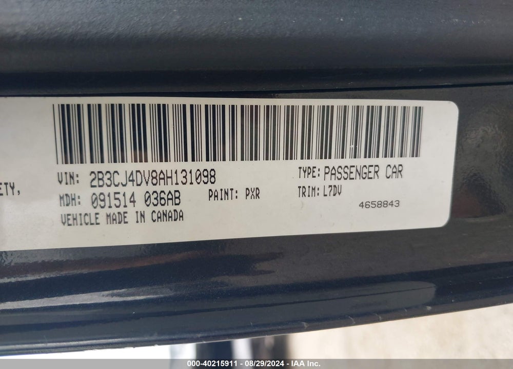 2010 DODGE CHALLENGER SE VIN: 2B3CJ4DV8AH131098