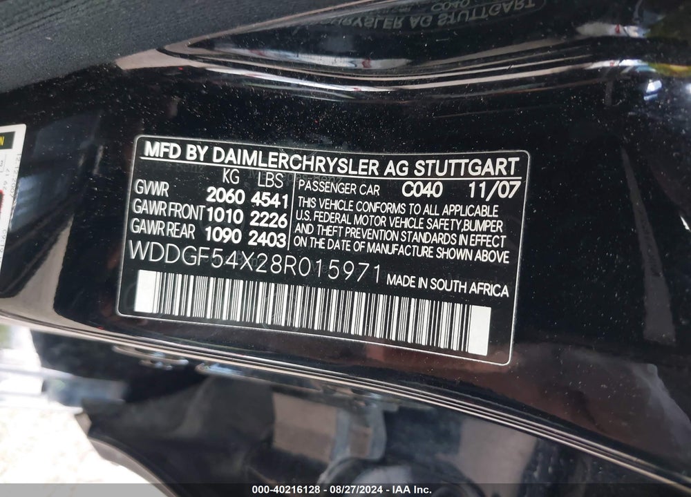 2008 MERCEDES-BENZ C 300 LUXURY/SPORT VIN: WDDGF54X28R015971