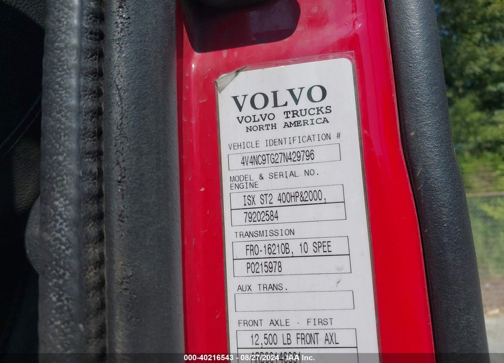 2007 VOLVO VN VIN: 4V4NC9TG27N429796