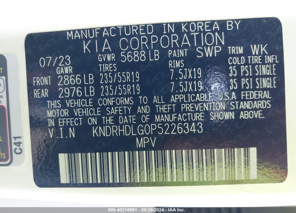 2023 KIA SORENTO HYBRID EX VIN: KNDRHDLG0P5226343