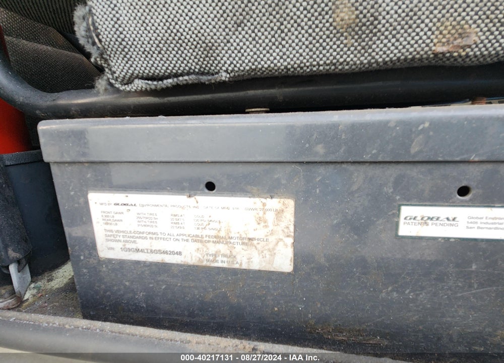 2016 GLOBAL ENVIRONMENTAL MECHANICAL VIN: 1G9GM4LL6GS462048