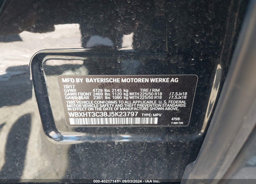 2018 BMW X1 VIN: WBXHT3C38J5K23797