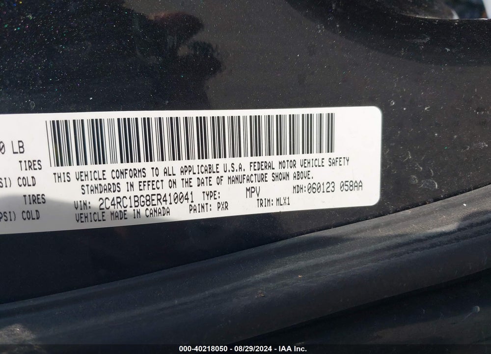 2014 CHRYSLER TOWN & COUNTRY TOURING VIN: 2C4RC1BG8ER410041