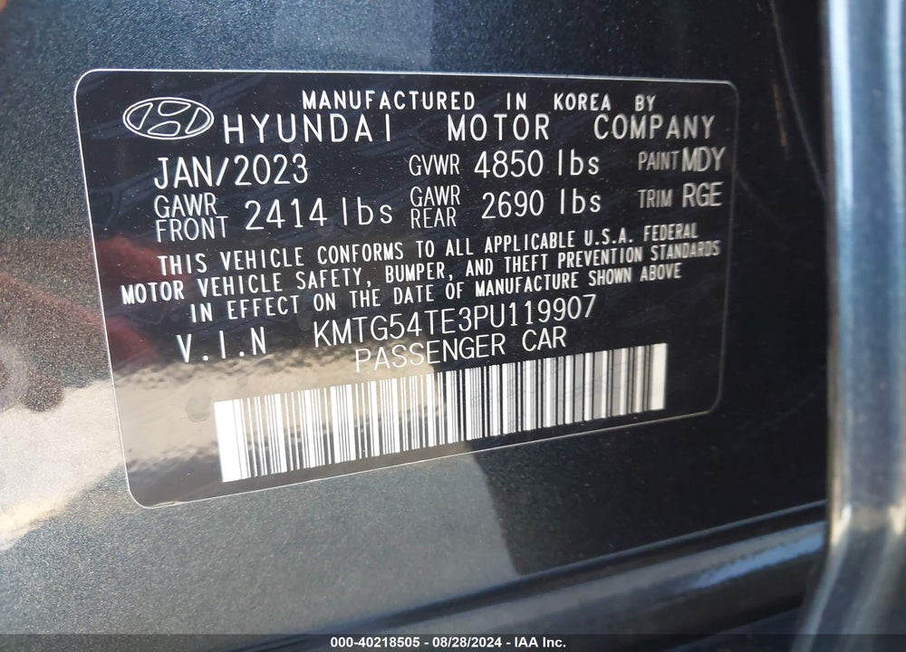 2023 GENESIS G70 3.3T RWD VIN: KMTG54TE3PU119907