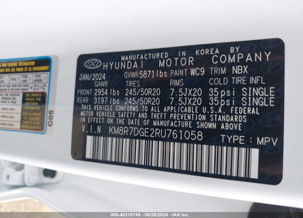 2024 HYUNDAI PALISADE CALLIGRAPHY VIN: KM8R7DGE2RU761058