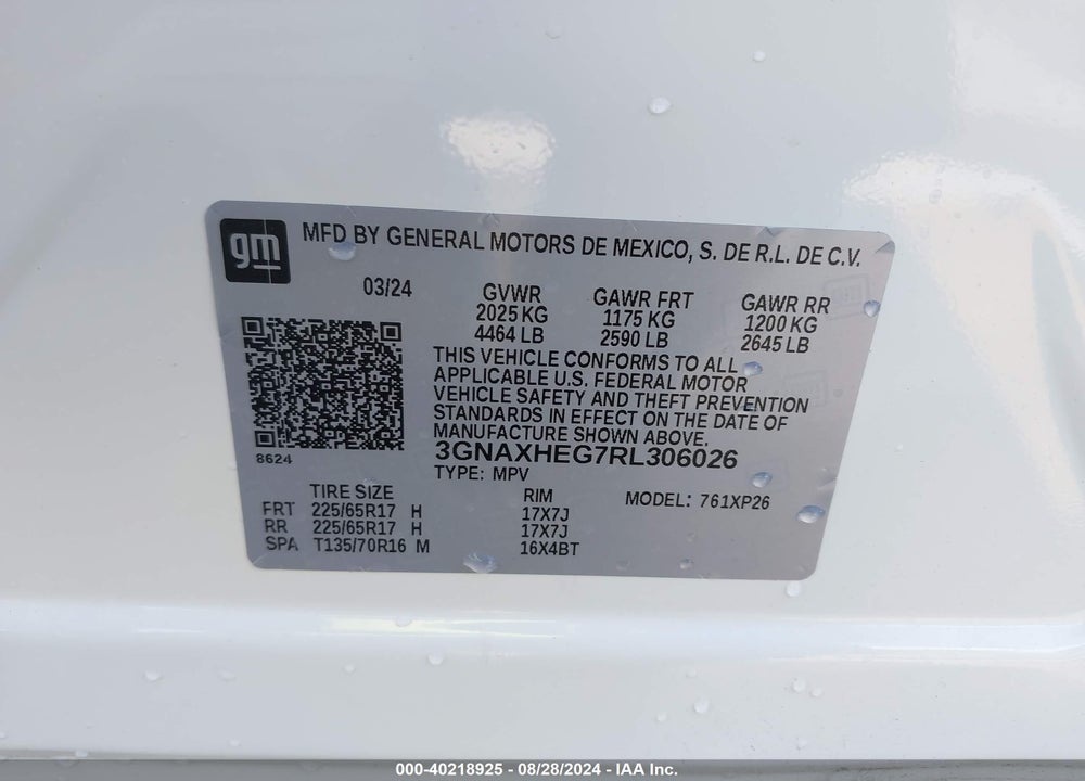 2024 CHEVROLET EQUINOX FWD LS VIN: 3GNAXHEG7RL306026
