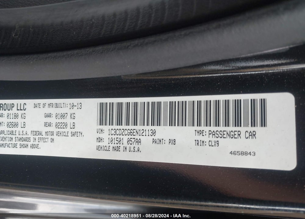 2014 DODGE AVENGER SXT VIN: 1C3CDZCG6EN121130