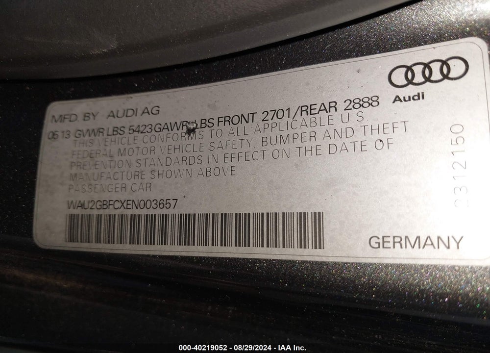 2014 AUDI A7 3.0T PREMIUM PLUS VIN: WAU2GBFCXEN003657