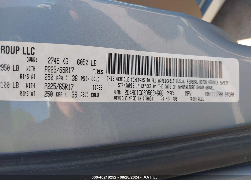 2013 CHRYSLER TOWN & COUNTRY TOURING-L VIN: 2C4RC1CG3DR634668
