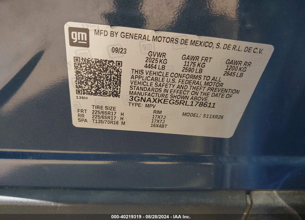 2024 CHEVROLET EQUINOX FWD LT VIN: 3GNAXKEG5RL178611