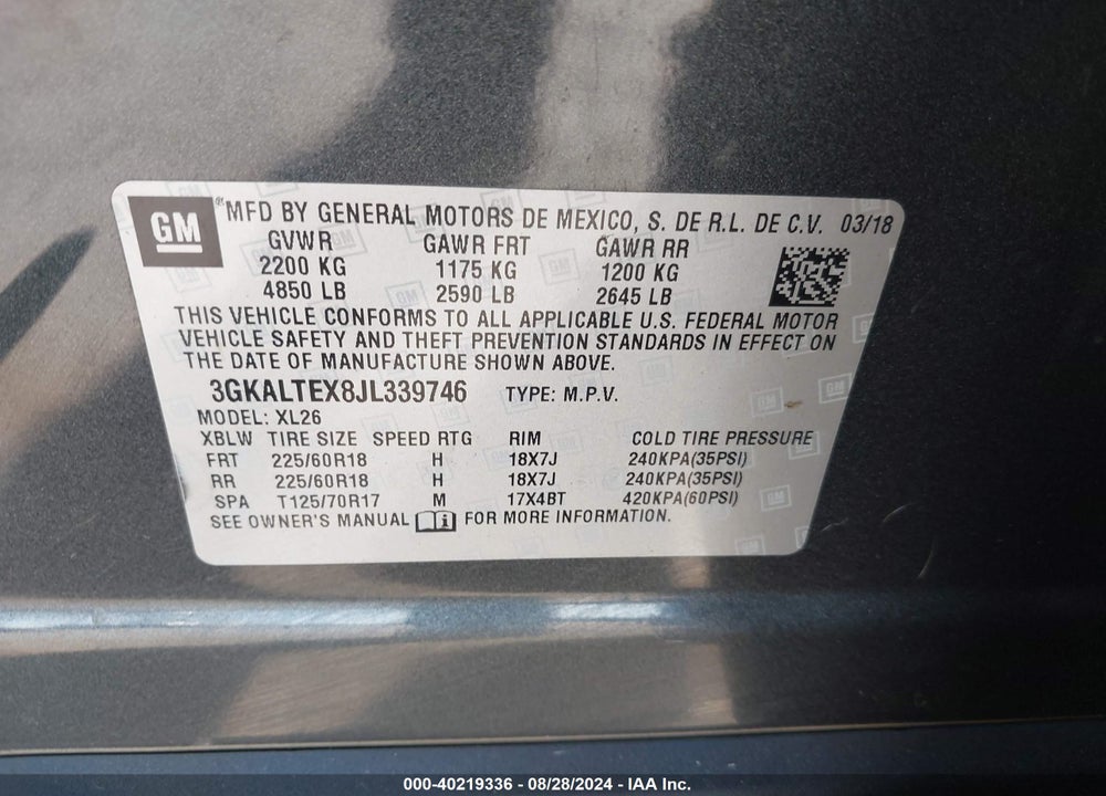 2018 GMC TERRAIN SLE VIN: 3GKALTEX8JL339746