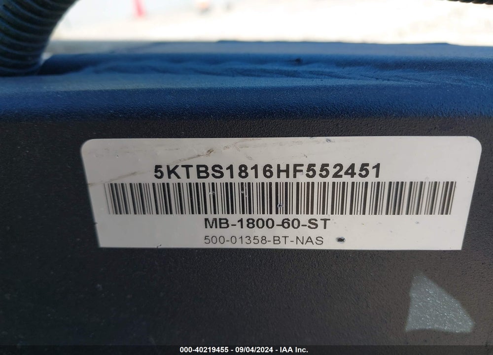 2017 MIRROCRAFT BOAT TRAILER VIN: 5KTBS1816HF552451