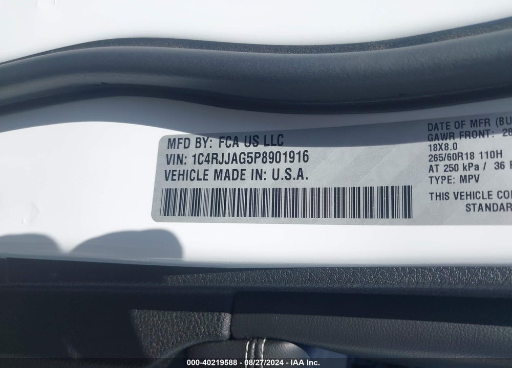 2023 JEEP GRAND CHEROKEE L LAREDO 4X2 VIN: 1C4RJJAG5P8901916