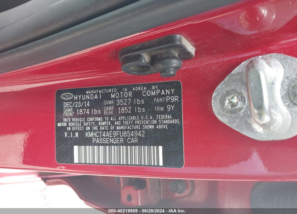 2015 HYUNDAI ACCENT GLS VIN: KMHCT4AE9FU854942
