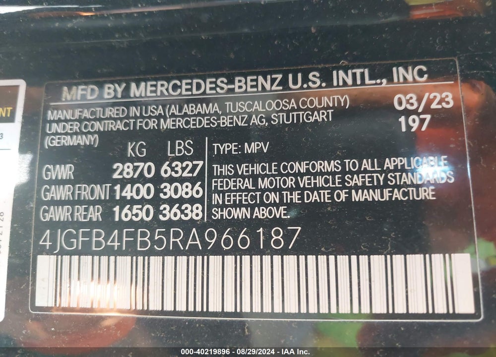 2024 MERCEDES-BENZ GLE VIN: 4JGFB4FB5RA966187