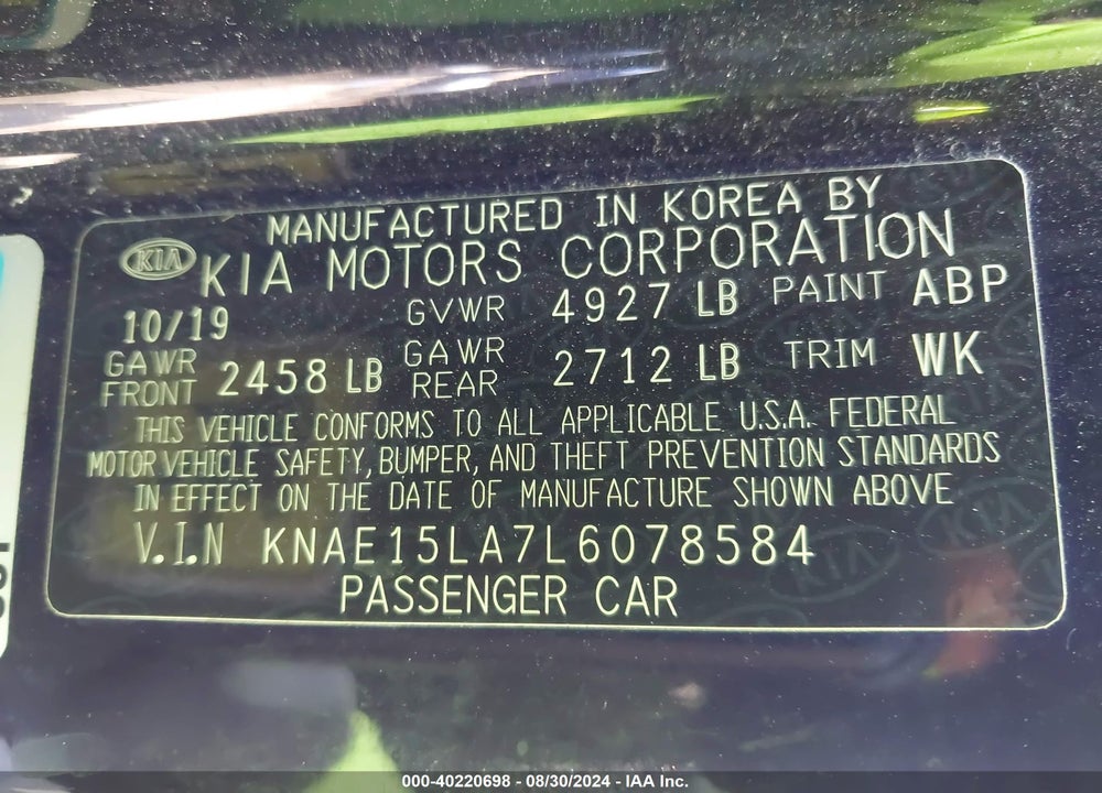 2020 KIA STINGER GT LINE VIN: KNAE15LA7L6078584