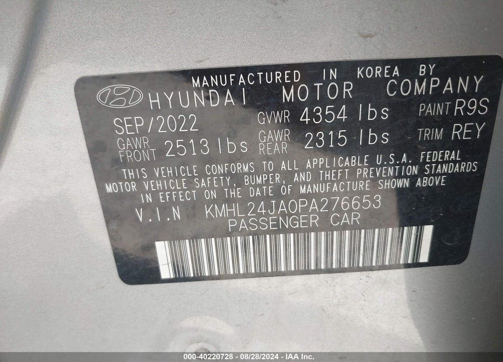 2023 HYUNDAI SONATA SE VIN: KMHL24JA0PA276653