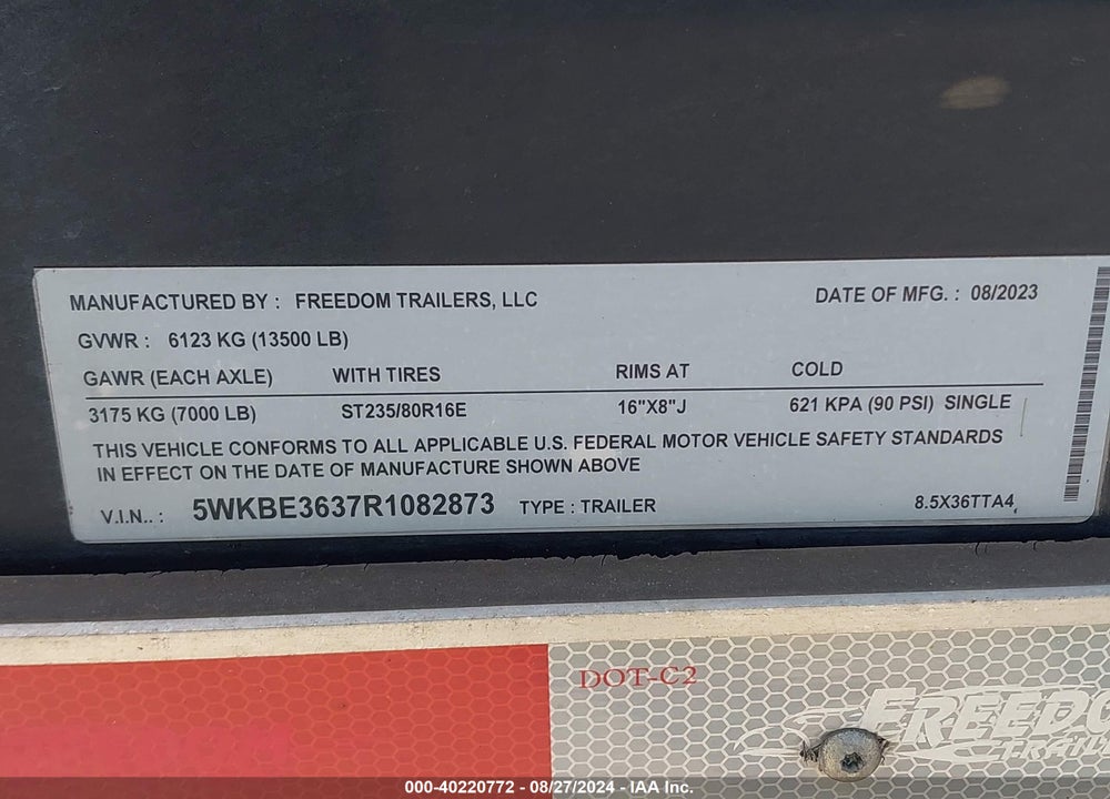 2024 FREEDOM TL VIN: 5WKBE3637R1082873