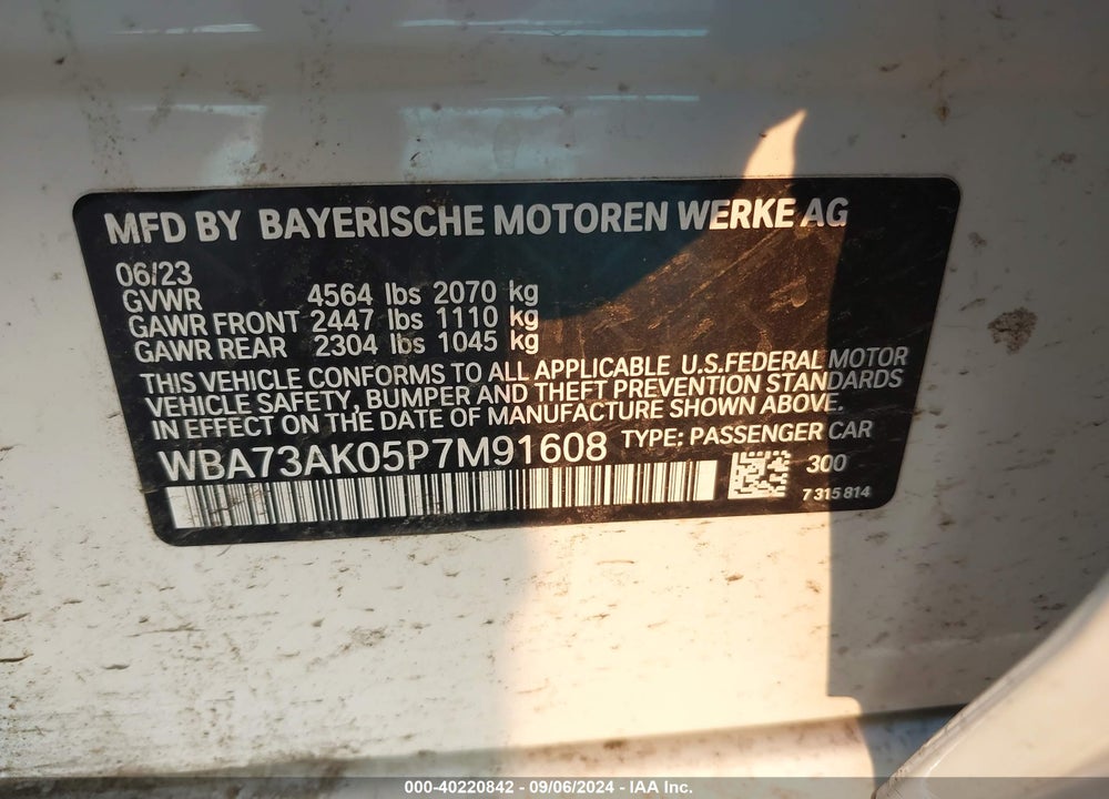 2023 BMW 228 GRAN COUPE I XDRIVE VIN: WBA73AK05P7M91608