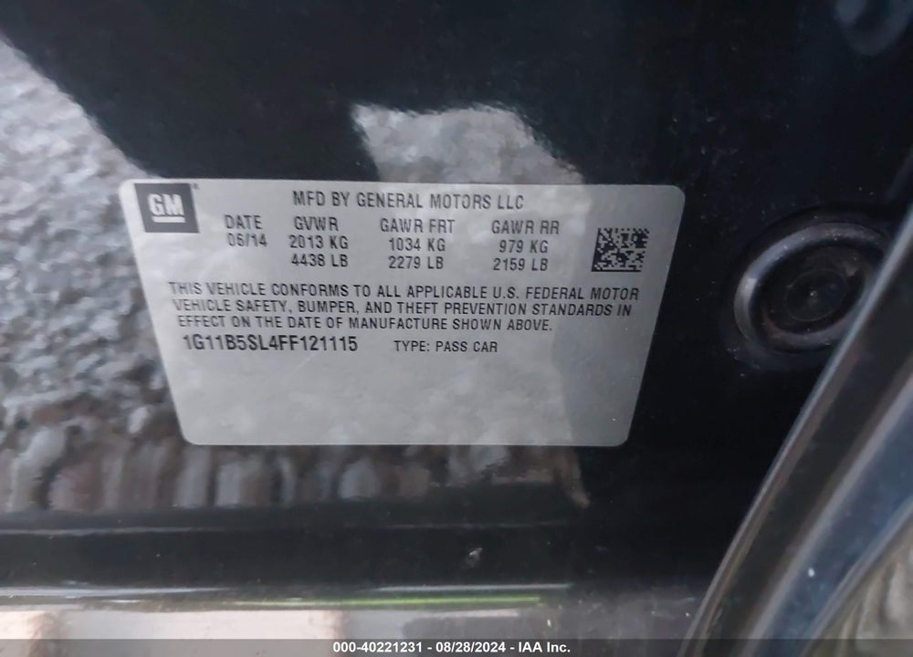 2015 CHEVROLET MALIBU LS VIN: 1G11B5SL4FF121115