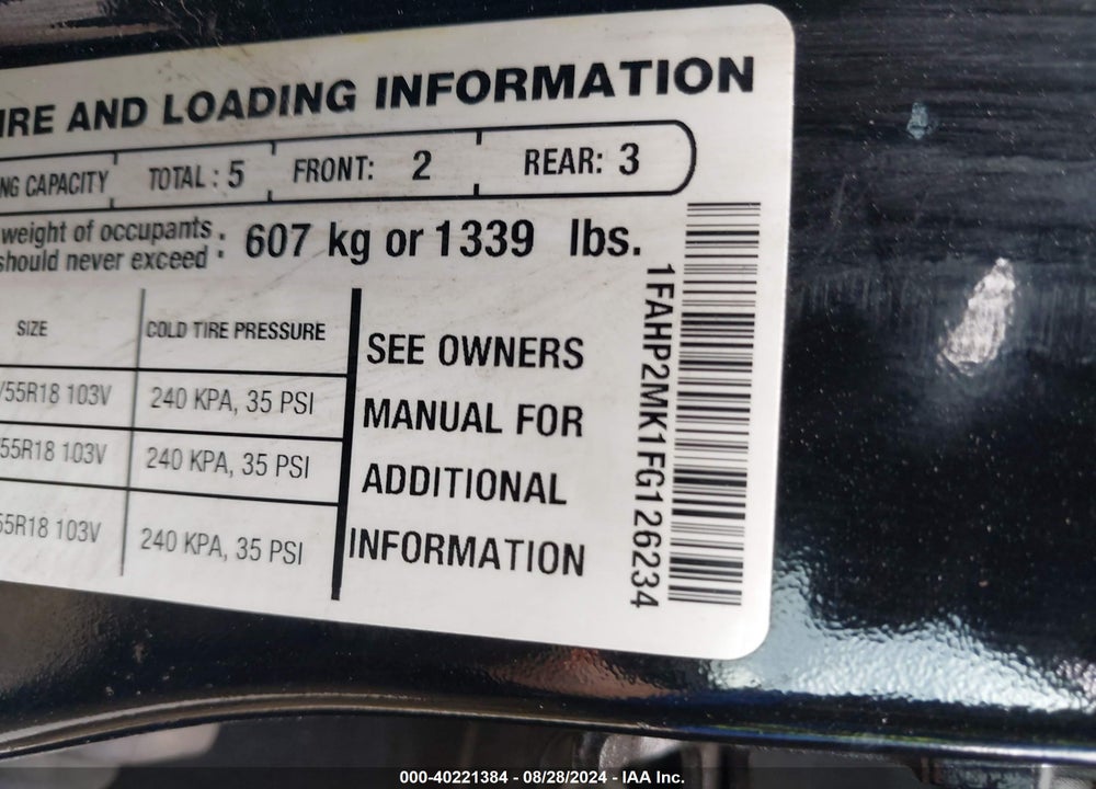 2015 FORD POLICE INTERCEPTOR VIN: 1FAHP2MK1FG126234