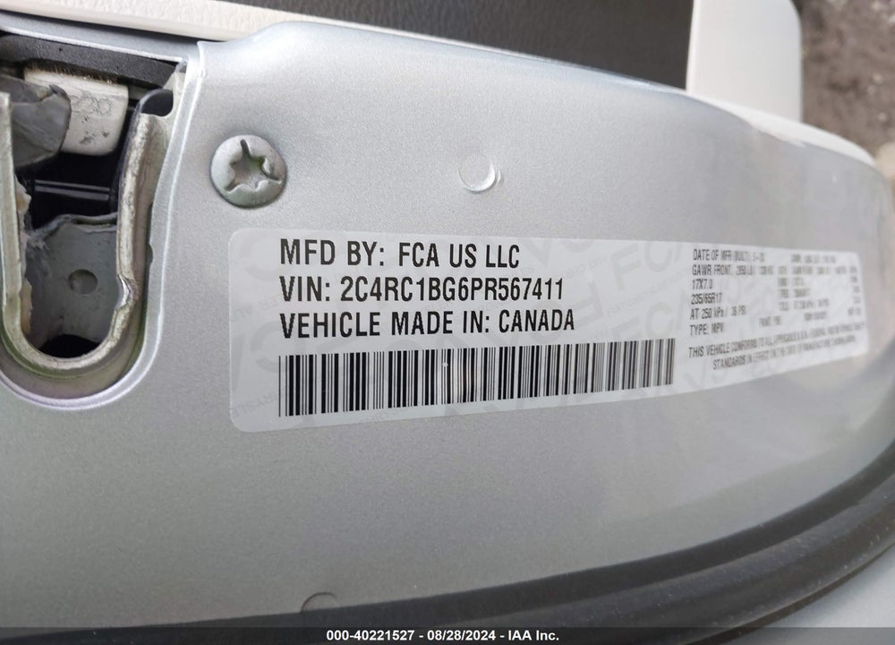 2023 CHRYSLER PACIFICA TOURING L VIN: 2C4RC1BG6PR567411