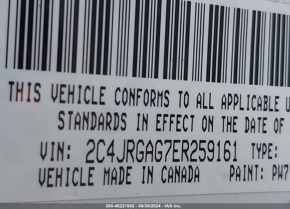 2014 RAM CARGO TRADESMAN VIN: 2C4JRGAG7ER259161
