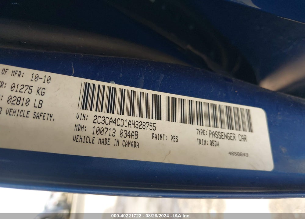 2010 CHRYSLER 300 TOURING VIN: 2C3CA4CD1AH328755