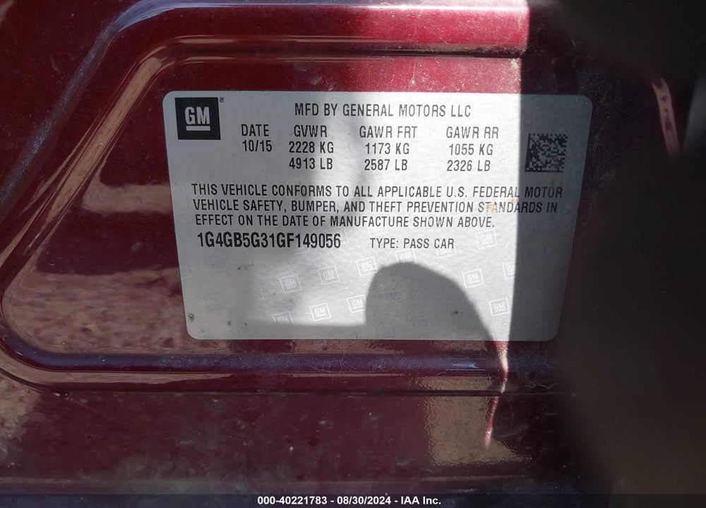 2016 BUICK LACROSSE LEATHER VIN: 1G4GB5G31GF149056