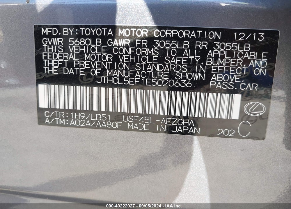 2014 LEXUS LS 460 VIN: JTHCL5EF1E5020636
